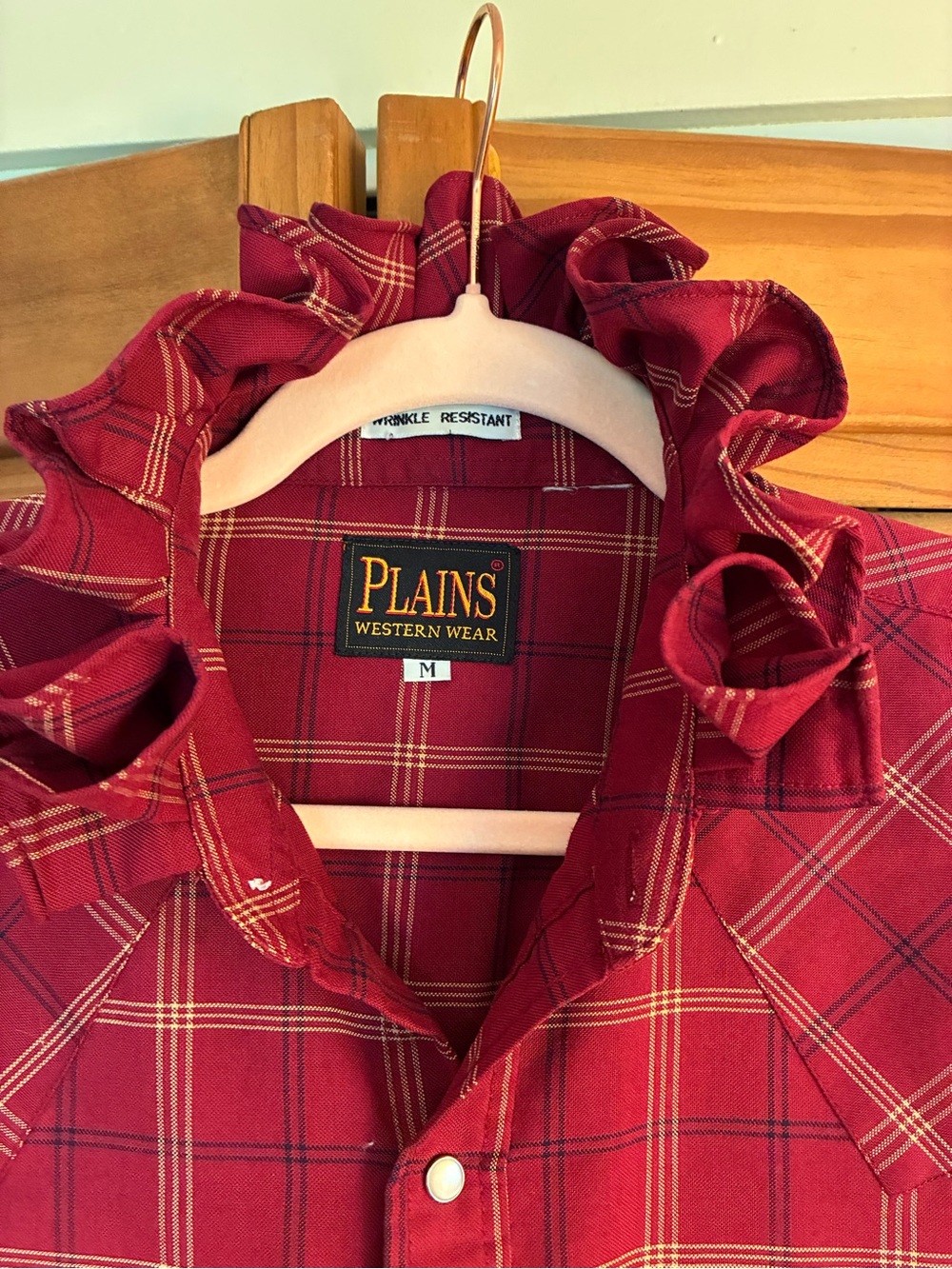 Women's Burgundy Plaid Button-Down Shirt - Tie Front - Picture 6 of 7